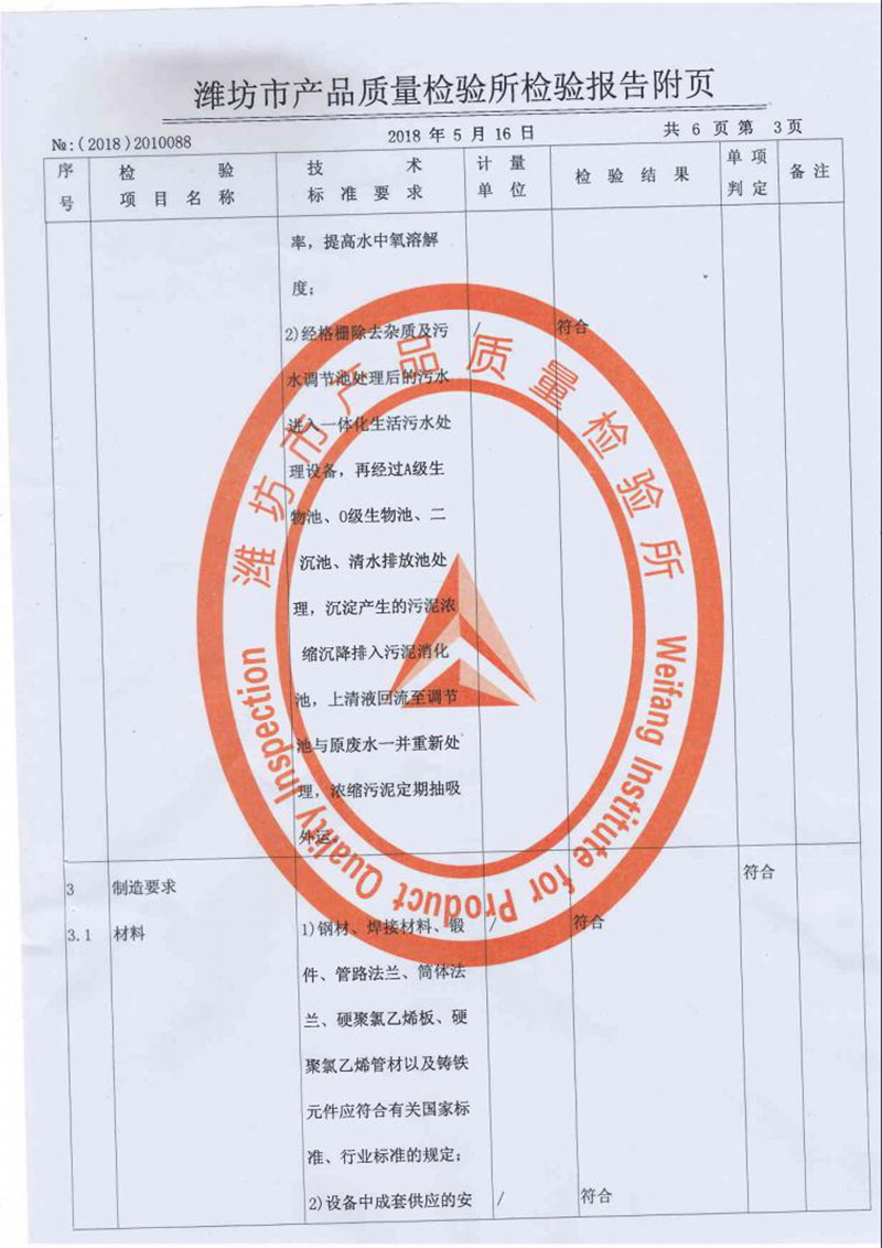 中僑一體化污水處理設(shè)備質(zhì)監(jiān)報(bào)告5